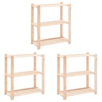 Regały z 3 półkami, 3 szt., 80x38x90 cm, sosna, 150 kg