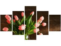 75CM 120 OBRAZ 5 ELEM CZERWONE TULIPANY ŚCIENNY DRUK