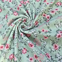 Kwiaty Na Seledynie - Interlock - 100% bawełna 175g/m2