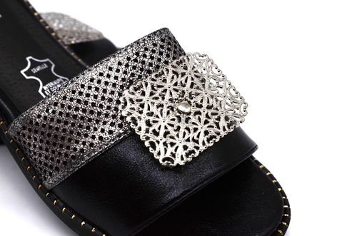 Klapki damskie z aplikacją JEZZI RMR24148-3 - czarno-srebrne 38 na Arena.pl