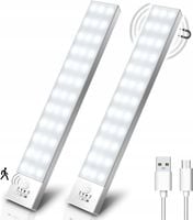 OŚWIETLENIE SZAFKI LED 2 SZTUKI BIALE ŚWIATŁO 5000K 800 mAh MICROUSB