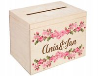 Pudełko na koperty drewniana skrzynka z nadrukiem uv różne wzory Z IMIONAMI