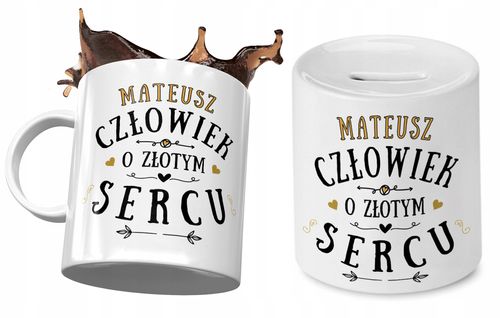 Dla Mateusza Zestaw Kubek + Skarbonka Na Prezent Z Nadrukiem Ze Zdjęciem na Arena.pl