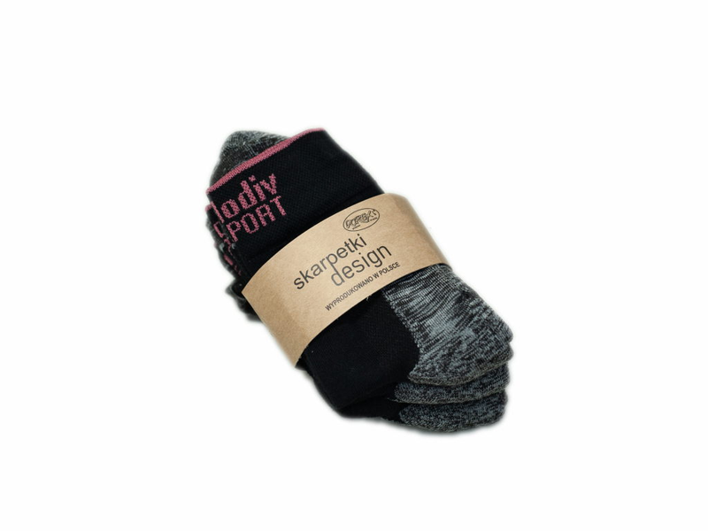 Skarpetki TREKKINGOWE PÓŁ-FROTTE sportowe czarne melanż 38-40 zdjęcie 3