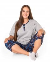 Duża Piżama Damska Bawełniana Komplet Koszulka Spodnie Spodenki 14291-3 3XL