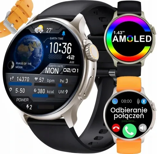Zegarek SMARTWATCH Rubicon ROZMOWY MENU PL KROKI AMOLED ALWAYS ON DISPLAY zdjęcie 1