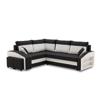 Narożnik, lewy, półka, pufy w lewym, LUSSO, 254x179x82, czarny| TYLETEGOTU