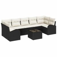 Zestaw Sof na Ogród 8 pcs Czarny 55 x 55 x 37 cm polirattan