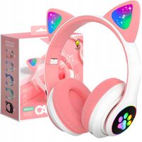 SŁUCHAWKI DLA DZIECI BEZPRZEWODOWE B39 Z USZAMI BLUETOOTH RGB KOCIE USZY