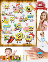 Duży Zestaw Mega Tatuaży zmywalnych - SpongeBob Kanciastoporty