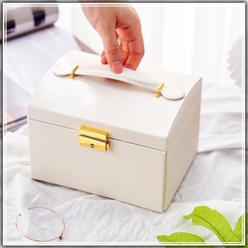 SZKATUŁKA KUFEREK NA BIŻUTERIĘ POJEMNY ELEGANCKI PUDEŁKO Z LUSTERKIEM BIAŁE na Arena.pl
