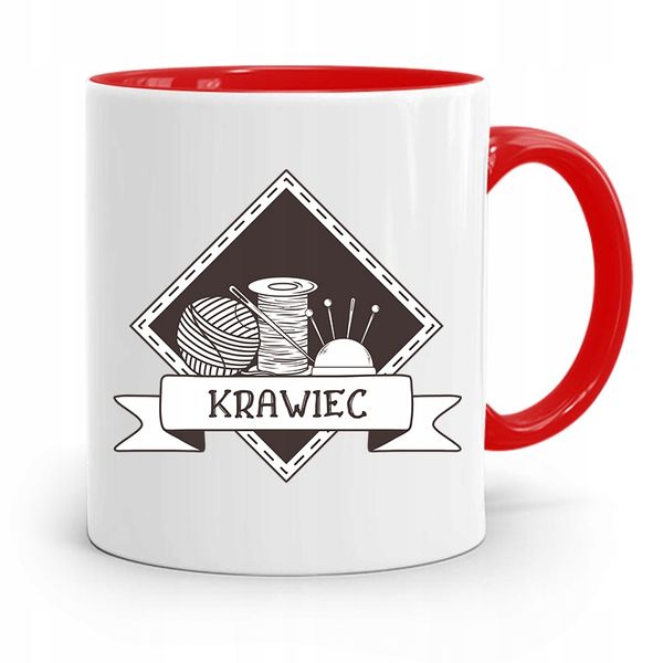 Kubek Czerwony Krawca Krawcowej Krawiec Prezent Z Nadrukiem Ze Zdjęciem zdjęcie 1
