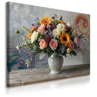 Obraz Na Płótnie Do Sypialni Bukiet Kwiatów Abstrakcja Beton 100cm x 70cm