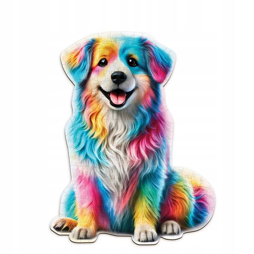 Drewniane Puzzle 250 Elementów Tęczowy Pies Dorosłych i Dzieci Wooden.City na Arena.pl