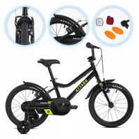 Rower dziecięcy ATTABO KNACK 16" czarny lekki boczne kółka aluminium V-brak