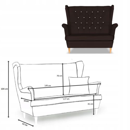 Zestaw uszak Gaja ekoskóra skaj sofa fotele ciemny brąz na Arena.pl