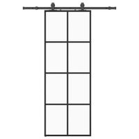 Drzwi przesuwne z zestawem okuć czarne 76x205 cm ESG szkło