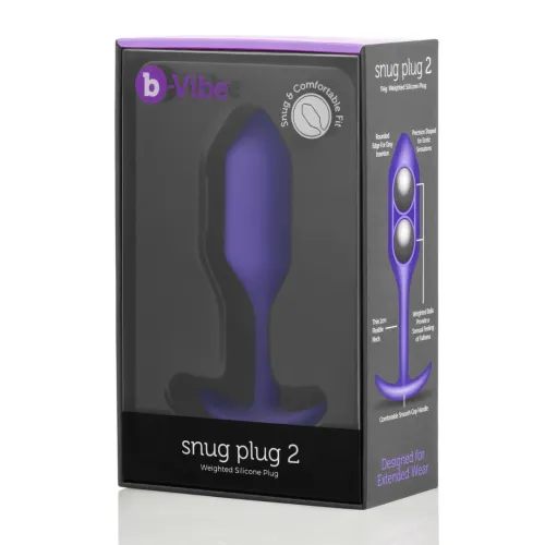 b-vibe snug plug 2 purple - anatomiczny model silikonowy, rozmiar m na Arena.pl