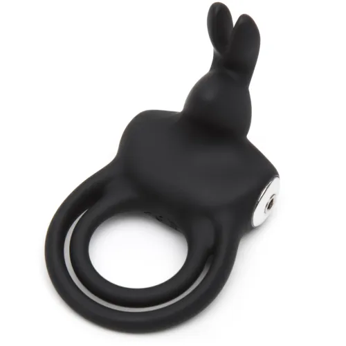 happy rabbit black - silikonowy pierścień wibrujący z 2 pętlami, usb na Arena.pl