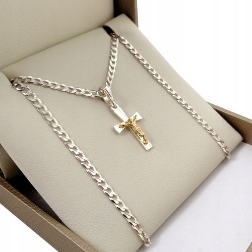 SREBRNY NASZYJNIK NA KOMUNIĘ CHRZEST ŁAŃCUSZEK KRZYŻYK DLA CHŁOPCA + GRAWER na Arena.pl