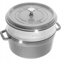 Staub La Cocotte Garnek żeliwny okrągły z wkładem 3.8 ltr grafitowy