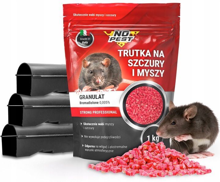 TRUTKA GRANULAT NA GRYZONIE 1KG + STACJA DERATYZACYJNA X3 BROMADIOLONE zdjęcie 1