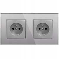 GNIAZDO GNIAZDKO PODWÓJNE SZARE SZKLANE Z BOLCEM KONTAKT SZKŁO PREMIUM