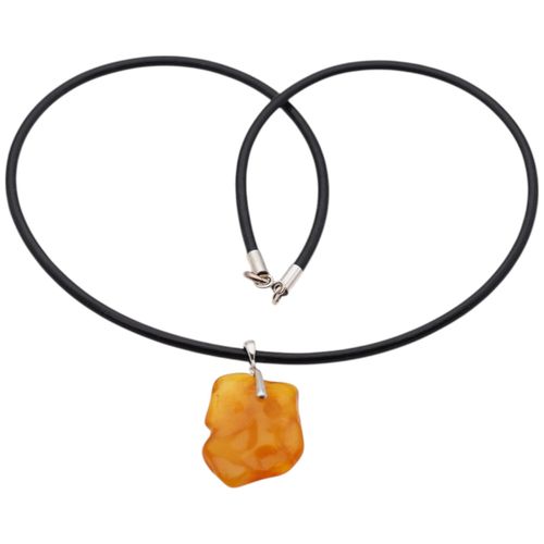 Naszyjnik na rzemieniu - Bursztyn i srebro na Arena.pl