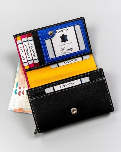 skórzany, elegancki portfel damski na zatrzask - rovicky na Arena.pl