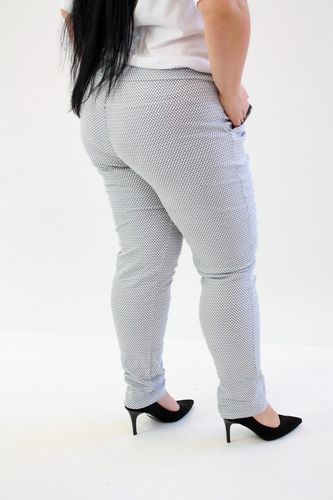 Spodnie gnieciuchy wzorek Eliza Biało-popielate UNI DUŻY na Arena.pl