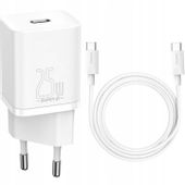 BASEUS ZESTAW SZYBKA ŁADOWARKA DO TELEFONU ZASILACZ USB-C 25W, KABEL TYPE-C