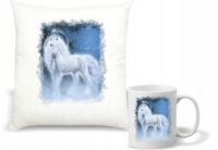 Zestaw PODUSZKA + KUBEK nadruk z motywem JEDNOROŻCA UPOMINEK PREZENT