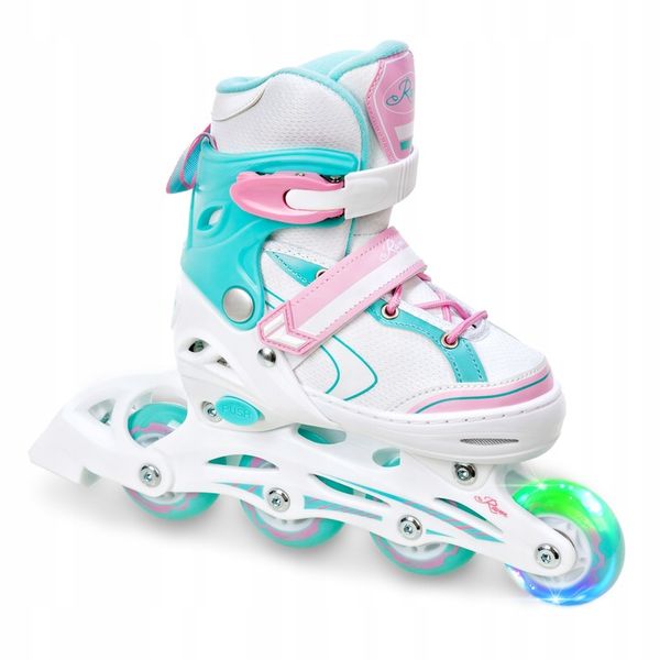 Rolki Regulowane RAVEN Lia Mint 34-37 Kółko LED zdjęcie 1