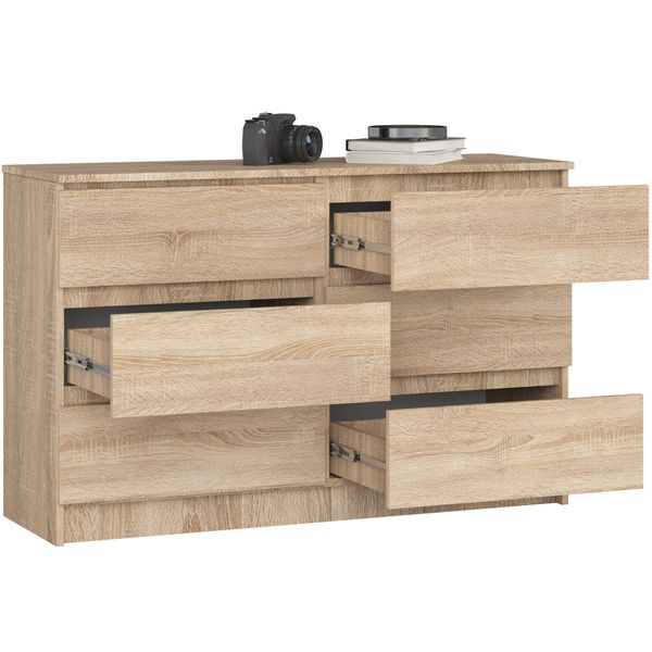 KOMODA K 120 cm 6 SZUFLAD DĄB SONOMA zdjęcie 2