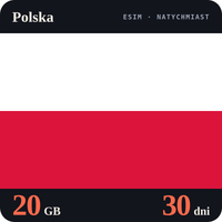 Karta eSIM Internet Polska 20 GB na 30 dni - bez rejestracji
