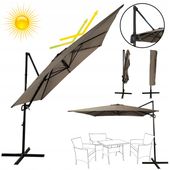 DUŻY SOLIDNY ROZKŁADANY REGULOWANY PARASOL OGRODOWY 2,5x2,5M SEATTLE BEŻOWY