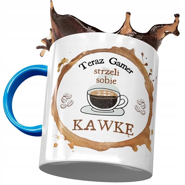 Kubek Błękitny Dla Gamera Strzeli Sobie Kawkę Z Nadrukiem Ze Zdjęciem zdjęcie 1