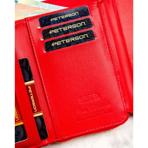 czerwony, poziomy portfel damski wykonany ze skóry ekologicznej - peterson na Arena.pl