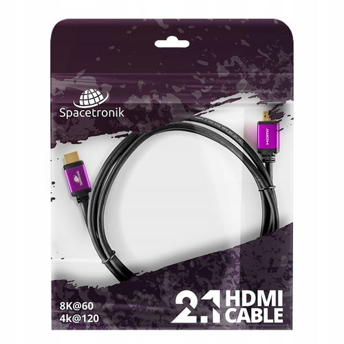 Kabel UHS HDMI 2.1 8K 48 Gbit/s Spacetronik 1,5m CERTYFIKOWANY czarny na Arena.pl