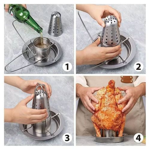 stojak do pieczenia kurczaka z ociekaczem i aromatyzerem kinghoff kh-1880 na Arena.pl