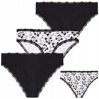 MAJTKI FIGI DAMSKIE Z KORONKĄ KWIATY CZARNA BIELIZNA MORAJ R.XL 3-PAK