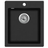 Granitowy zlewozmywak jednokomorowy, nasadowy, czarny