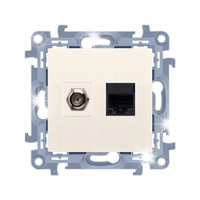 GNIAZDO ANTENOWE TYPU F + RJ45 kat.5e SIMON 10 CASFRJ455.01/41 KREMOWY