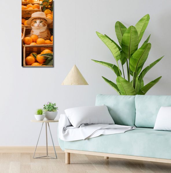 Obraz 30x70cm Kot w Pomarańczach zdjęcie 2