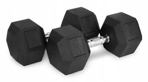 Hantle stałe 1x20kg żeliwne gumowane 20kg HEX do treningu SOLIDNE na Arena.pl