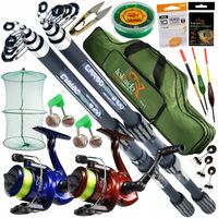 ZESTAW WĘDKARSKI SPŁAWIK 2,1M DWIE WĘDKI 2x KOŁOWROTKI DUZY ZESTAW 17