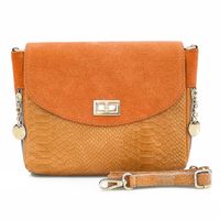 VERA PELLE torebka damska zamszowa listonoszka z paskiem V290 pomarańczowa
