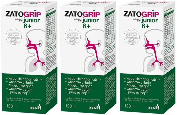 Zatogrip Junior Czarny Bez Pelargonia Afrykańska Wspiera Odpornosć 120 ml zdjęcie 1