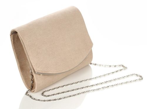 Efektowna Beżowa Kopertówka na łańcuszku Zamsz na Arena.pl