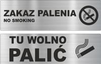 GRAWEROWANA Tabliczka nierdzewna zakaz palenia tu wolno palić TWÓJ NAPIS